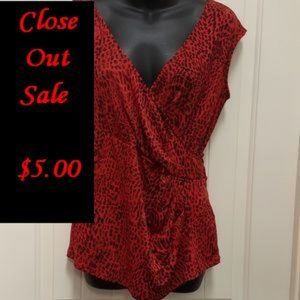 EUC Chaus Vivid Red & Black Leopard Print Top
